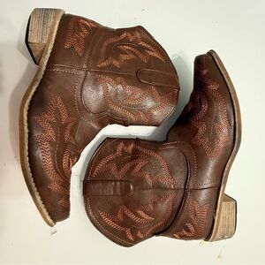 Faux leather Brown Western Ankle Boots‎